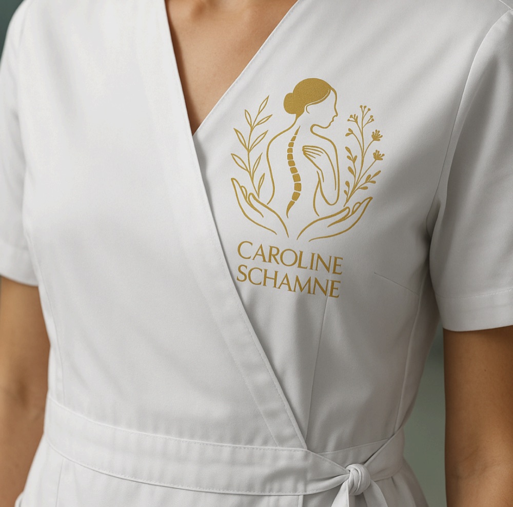 Jaleco com a marca Caroline Schamne — Cuidados em Dor e Movimento
